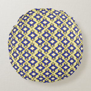Coussins Ronds Papier peint motif Art déco, beige et bleu