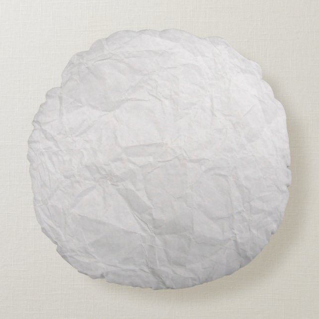Coussins Ronds Papier ridé blanc texture mignonne (Devant)