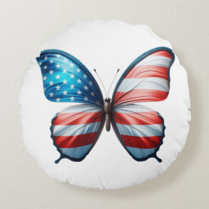 Coussins Ronds papillon 4 juillet patriotique américain
