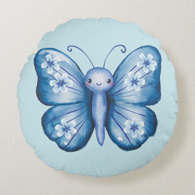 Coussins Ronds Papillon bleu (Devant)