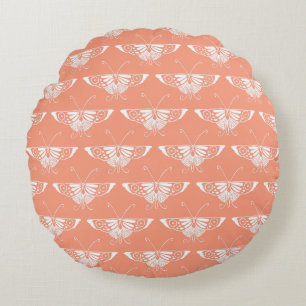 Coussins Ronds Papillon Deco stylisé - orange corail