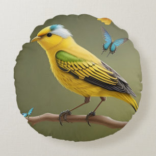 Coussins Ronds Papillon Jaune Oiseau Jardin Cadeau