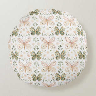 Coussins Ronds Papillon Rose Pâle Vert Menthe