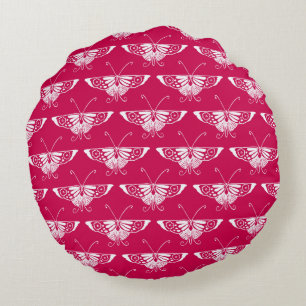 Coussins Ronds Papillon stylisé Art déco - rose fuchsia