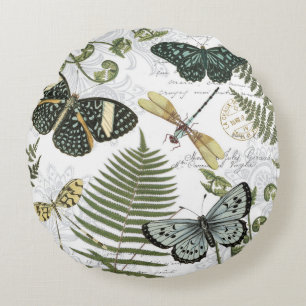Coussins Ronds papillons et libellules vintages modernes