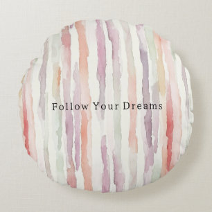 Coussins Ronds Papillons Rayures Blanches Rose Melon Lavande