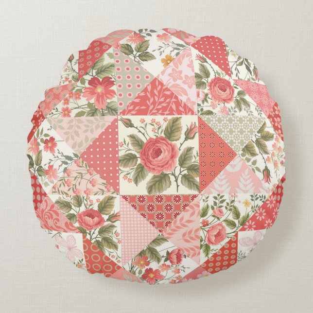 Coussins Ronds Papillons rose Patchwork sans couture (Devant)