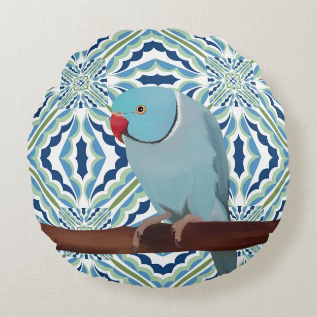 Coussins Ronds Parakeet Blue Indian Ringneck (Devant)