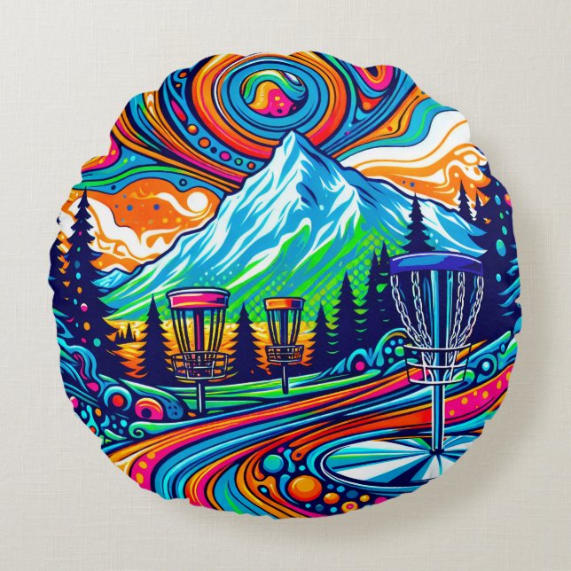Coussins Ronds Parcours de golf Psychedelic Disk (Devant)