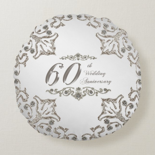 Coussins Ronds Parties scintillant 60e anniversaire du Mariage (Devant)