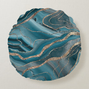 Coussins Ronds Parties scintillant d'or de l'agent gris bleu Glam