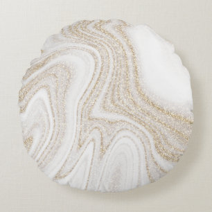 Coussins Ronds Parties scintillant d'or en marbre blanc moderne e