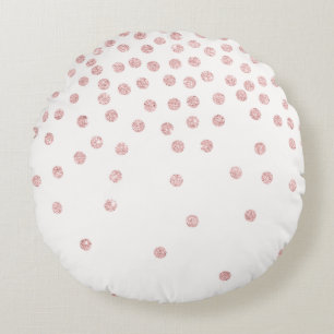 Coussins Ronds parties scintillant d'or rose girly confetti pois