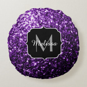 Coussins Ronds Parties scintillant foncé violet faux brillant sci