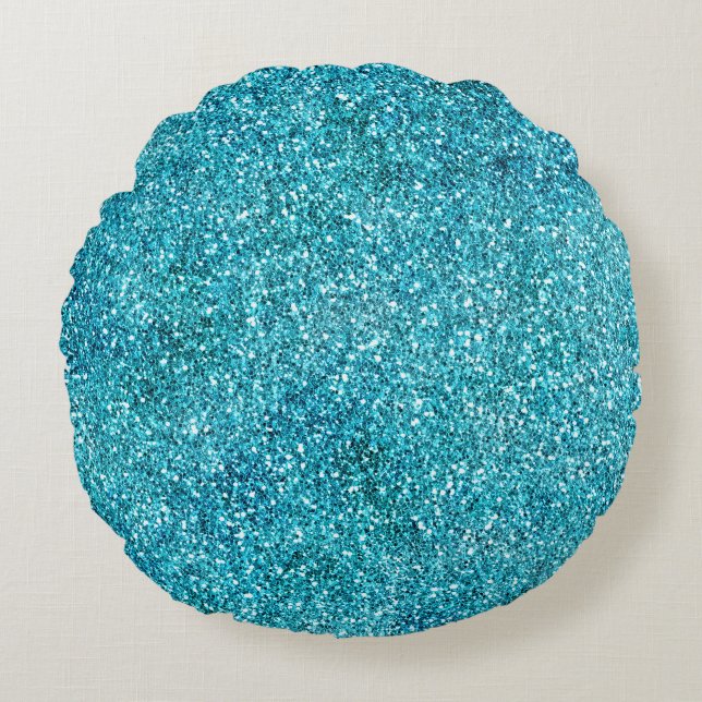 Coussins Ronds Parties scintillant Mermaid Aqua Glitz (Devant)