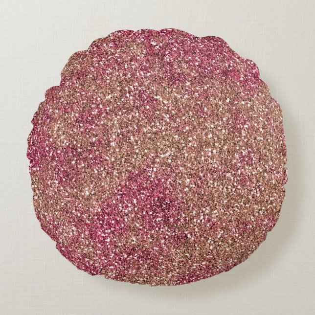 Coussins Ronds Parties scintillant Ombre de bronze rose (Devant)