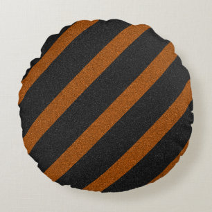 Coussins Ronds Parties scintillant Orange & Black Stripes