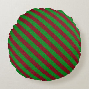 Coussins Ronds Parties scintillant Red & Green Stripes