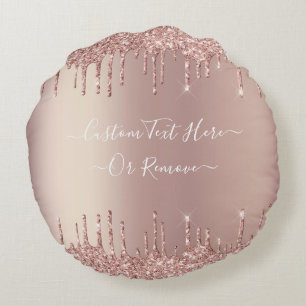 Coussins Ronds Parties scintillant rose Gold Blush texte personn