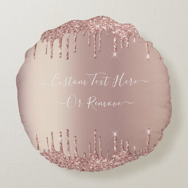 Coussins Ronds Parties scintillant rose Gold Blush  texte personn (Dos)