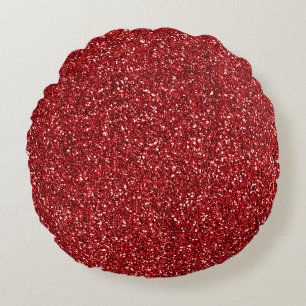 Coussins Ronds Parties scintillant rouge Glitz