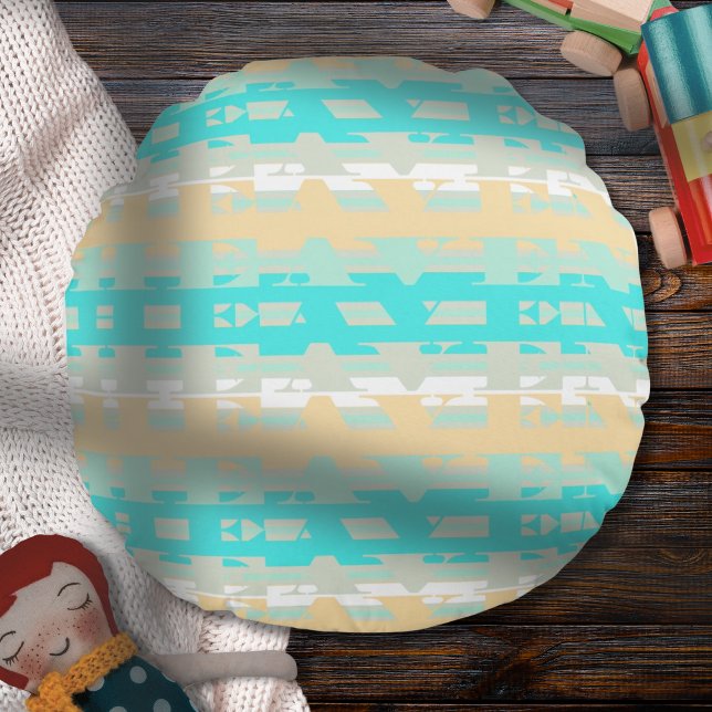Coussins Ronds Pastel doux Turquoise Beige moderne Motif du Ciel (Créateur téléchargé)