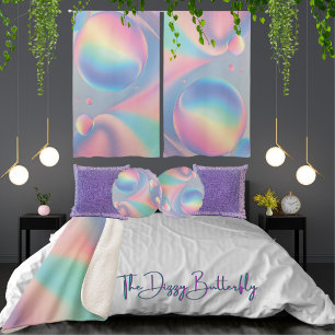 Coussins Ronds Pastel Party of Rainbow Bubble Swirls Cotton