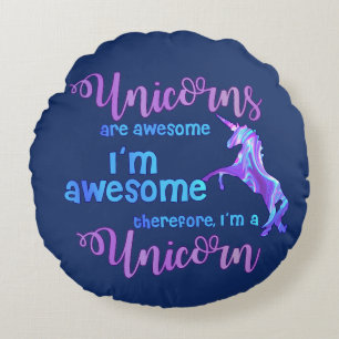 Coussins Ronds Pastel Rainbow Je suis une licorne