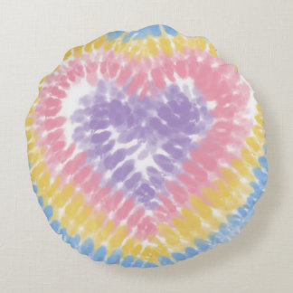 Coussins Ronds Pastel Tie Dye Heart