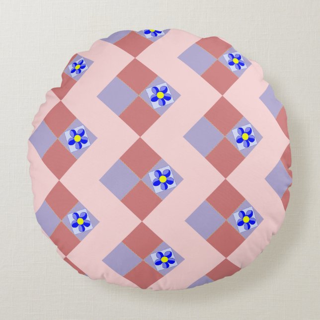 Coussins Ronds Patchwork Floral Vibrant  (Devant)
