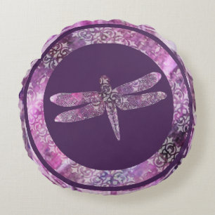 Coussins Ronds Patine pourpre : Libellule