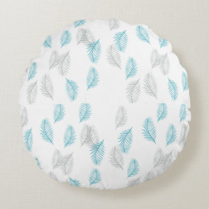 Coussins Ronds Pattern Blue & Gray Leaves