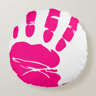 Coussins Ronds Paume de peinture rose à la main