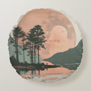 Coussins Ronds Paysage Abstrait de Boho (1)
