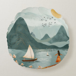 Coussins Ronds Paysage Abstrait de Boho (11)