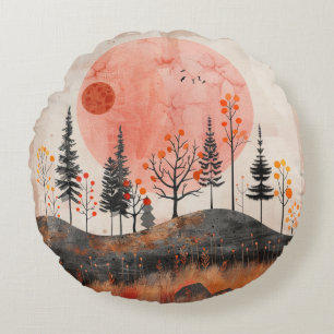 Coussins Ronds Paysage Abstrait de Boho (13)