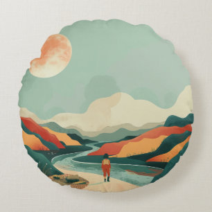 Coussins Ronds Paysage Abstrait de Boho (14)