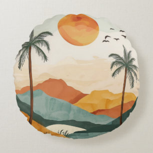 Coussins Ronds Paysage Abstrait de Boho (16)
