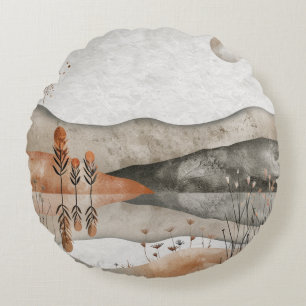 Coussins Ronds Paysage Abstrait de Boho (3)