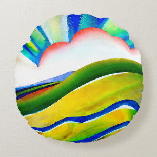 Coussins Ronds Paysage de Sunburst Rainbow
