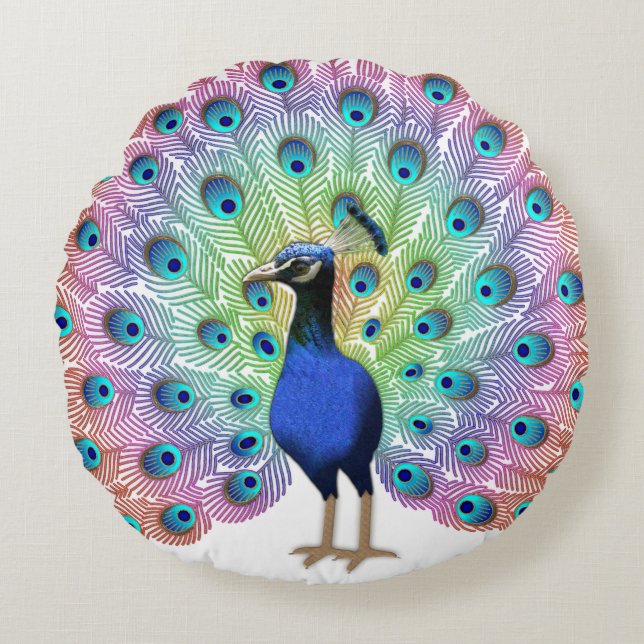 Coussins Ronds Peacock coloré (Devant)
