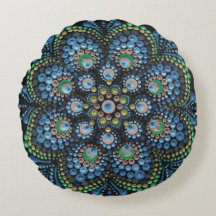 Peacock Dot Mandala Lance Oreiller
