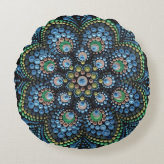 Coussins Ronds Peacock Dot Mandala Lance Oreiller
