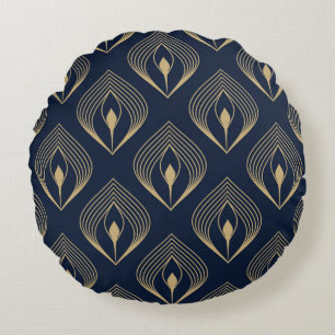Coussins Ronds Peacock plume ombre motif ditzy motif floral. 