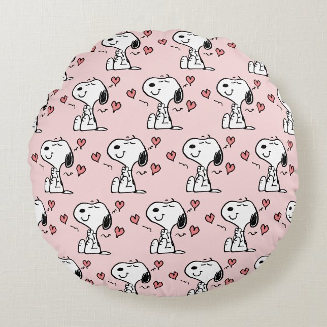 Coussins Ronds Peanuts | Snoopy Cœurs (Devant)