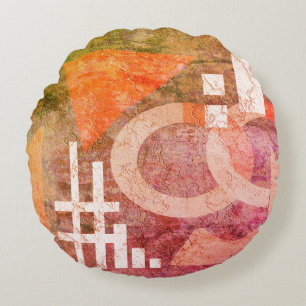 Coussins Ronds peinture Abstraite, abstraite, vintage, ancienne,