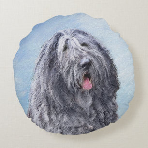 Coussins Ronds Peinture Bergamasco Sheepdog - Chien original mign