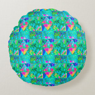 Coussins Ronds Peinture de courtepointe avec Hydrangea et Blues
