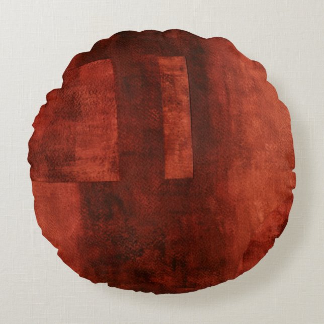 Coussins Ronds Peinture de Crimson profonde avec formes géométriq (Devant)