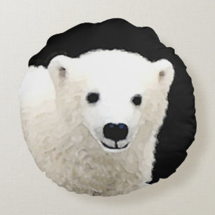 Coussins Ronds Peinture de l'ours polaire - Art original de la fa